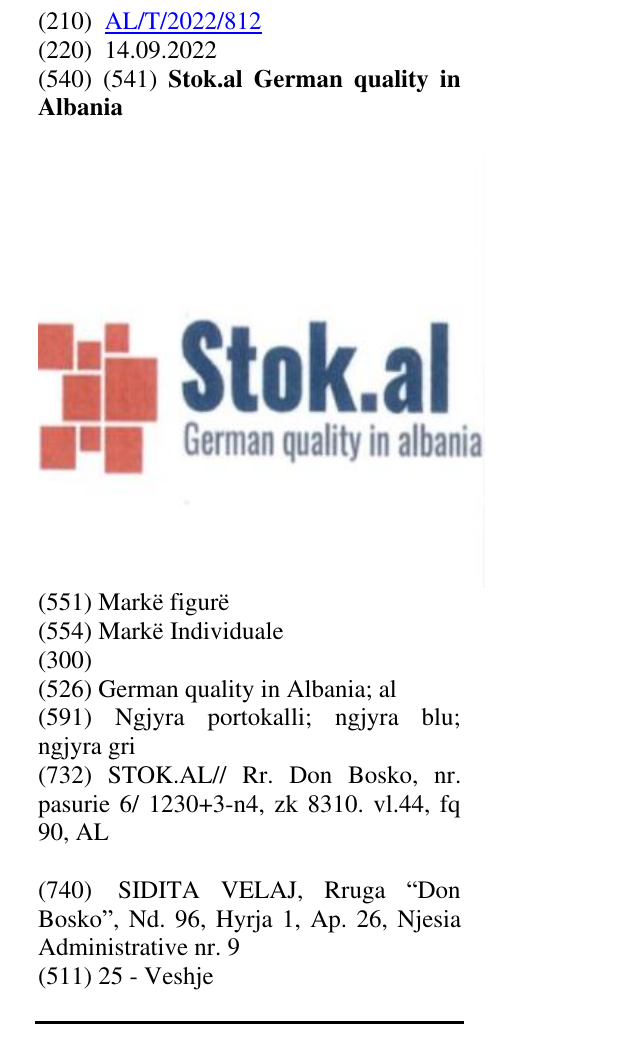 Zëri i markës German quality in Albania; al në buletin