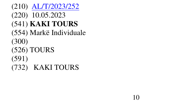 Zëri i markës TOURS në buletin