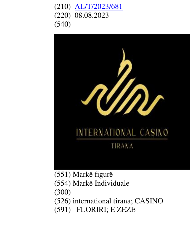 Zëri i markës international tirana; CASINO në buletin