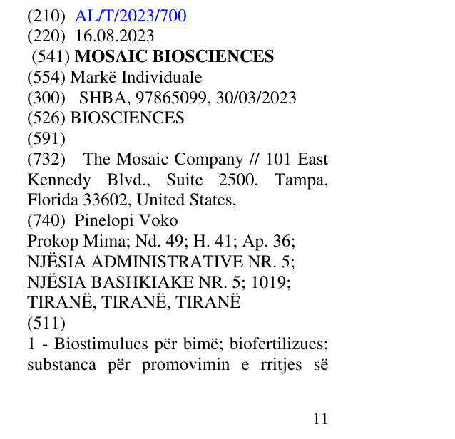 Zëri i markës BIOSCIENCES në buletin