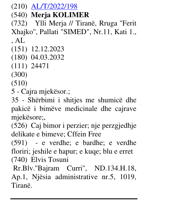 Zëri i markës Merja KOLIMER në buletin