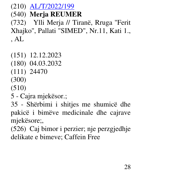 Zëri i markës Merja REUMER në buletin
