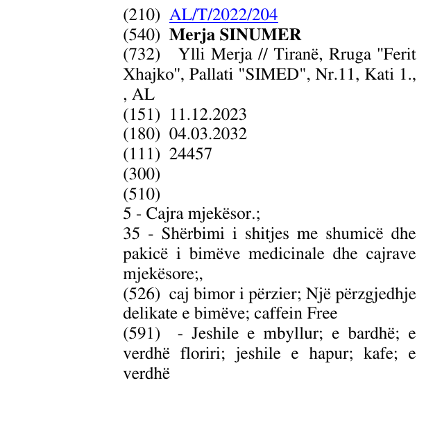 Zëri i markës Merja SINUMER në buletin