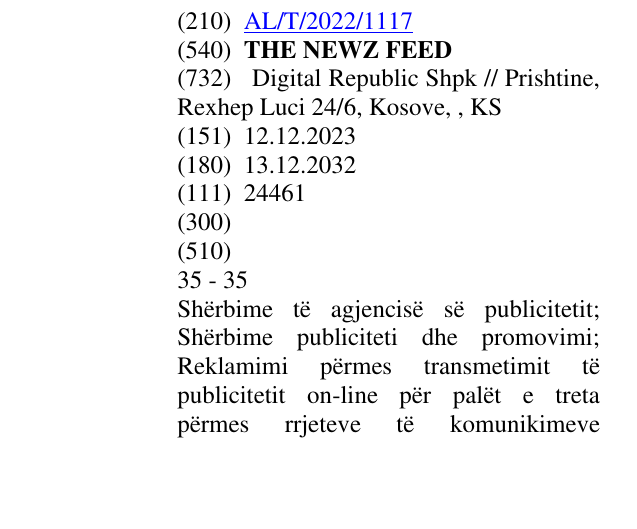 Zëri i markës THE NEWZ FEED në buletin