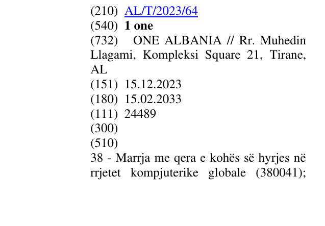 Zëri i markës 1 one në buletin