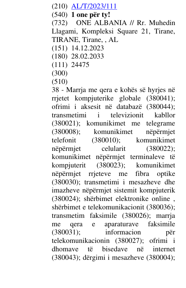 Zëri i markës 1 one për ty! në buletin
