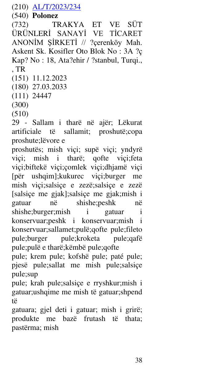 Zëri i markës Polonez në buletin