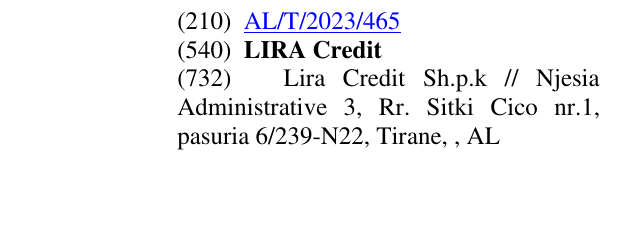 Zëri i markës LIRA Credit në buletin