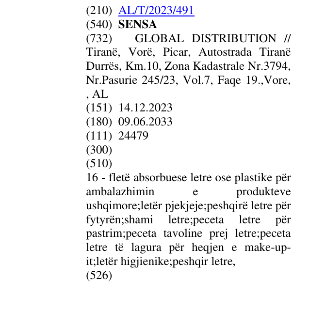 Zëri i markës SENSA në buletin