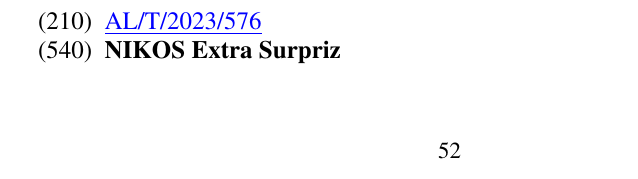 Zëri i markës NIKOS Extra Surpriz 53 në buletin