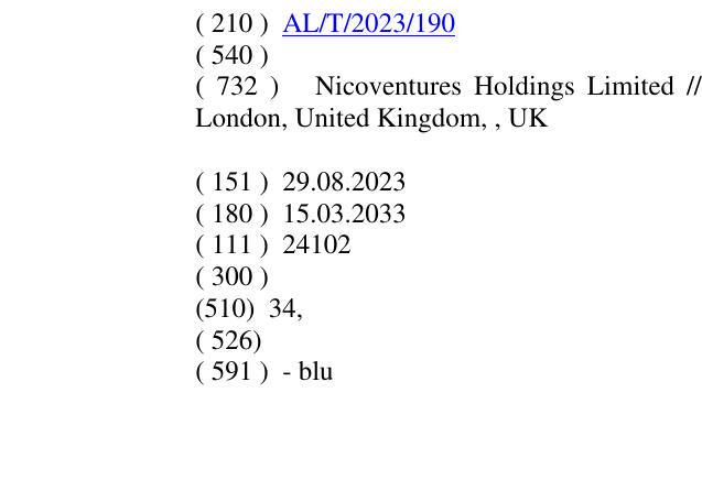 Zëri i markës AL/T/2023/190 në buletin