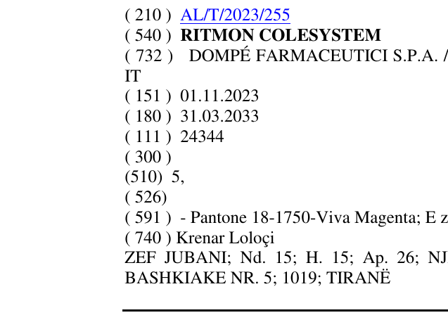 Zëri i markës RITMON COLESYSTEM në buletin