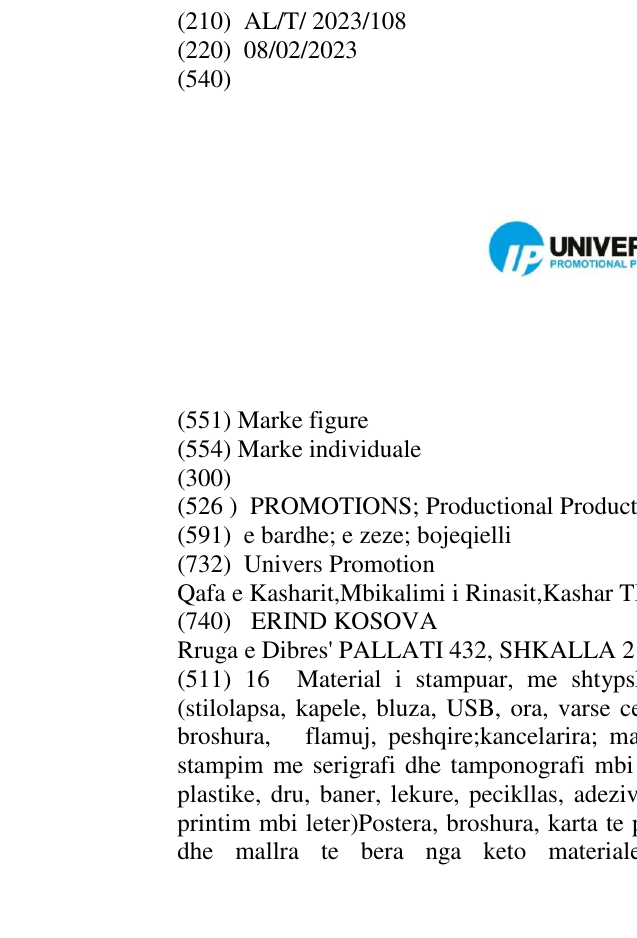 Zëri i markës PROMOTIONS; Productional Products në buletin