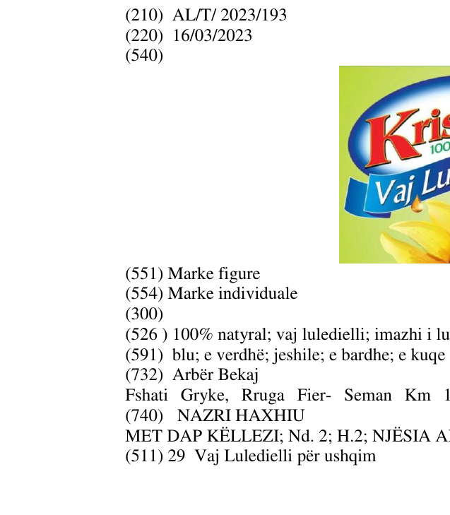 Zëri i markës 100% natyral; vaj luledielli; imazhi i lulediellit në buletin