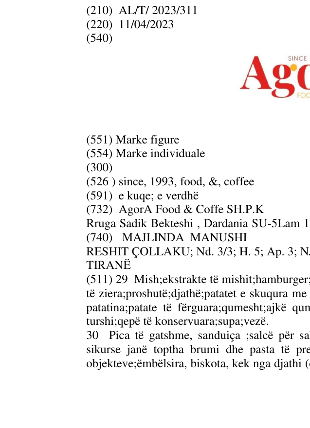Zëri i markës since, 1993, food, &, coffee në buletin