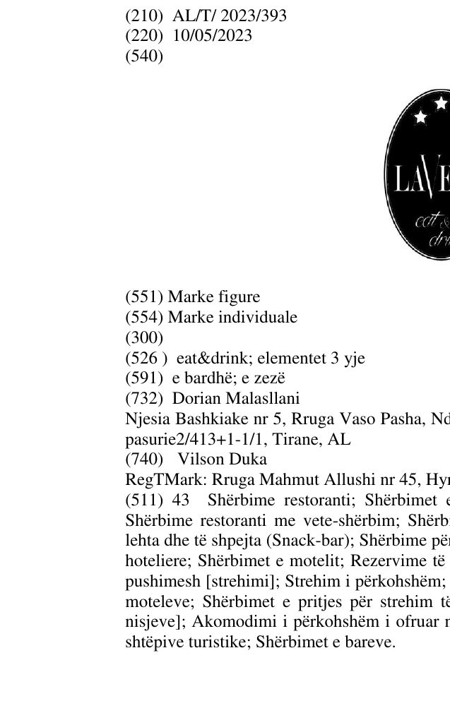 Zëri i markës eat&drink; elementet 3 yje në buletin