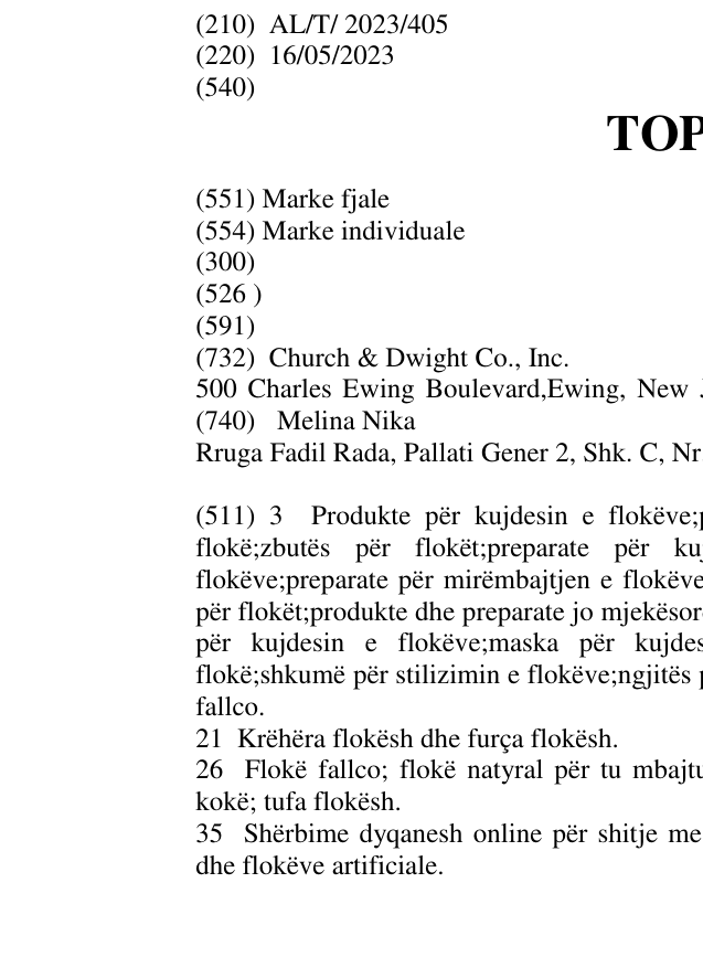 Zëri i markës TOPPIK në buletin