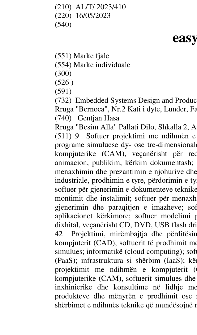 Zëri i markës easyBar në buletin