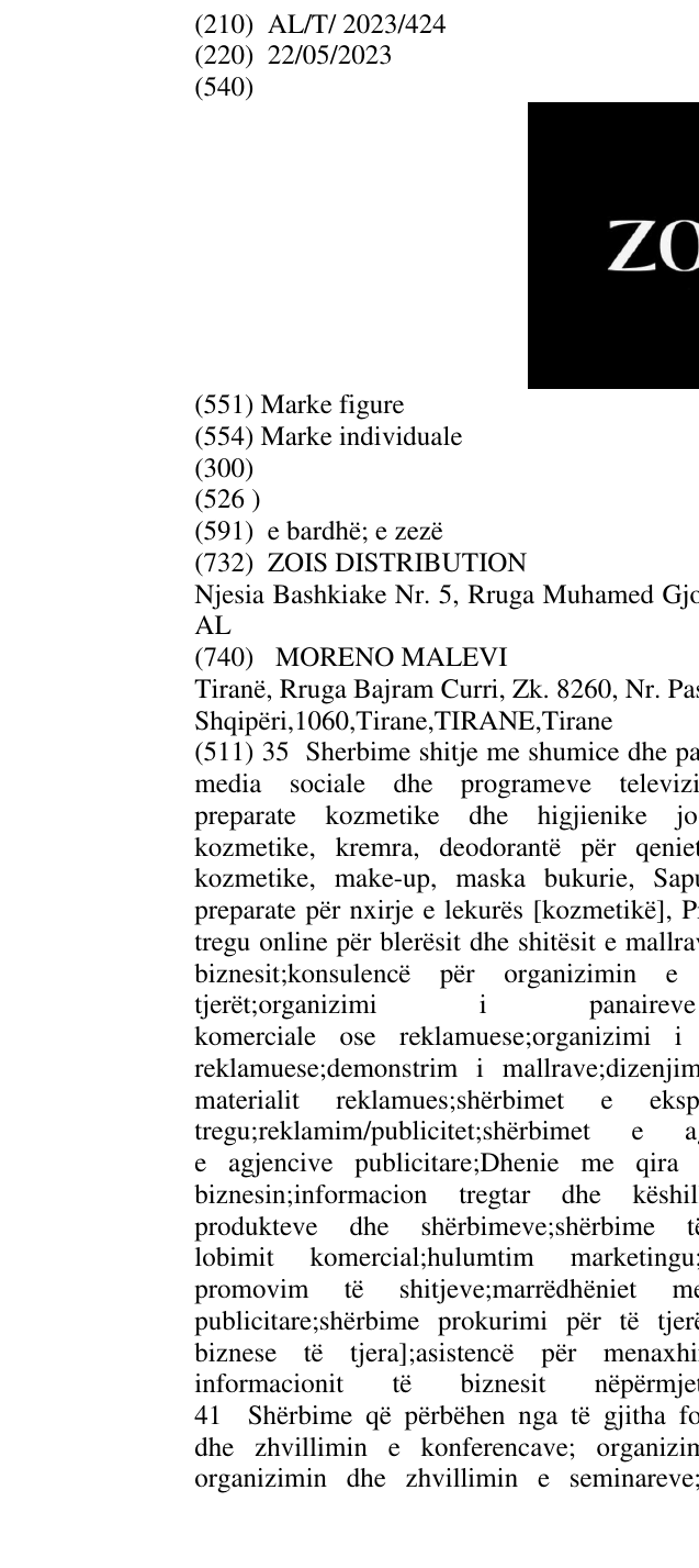 Zëri i markës ZOIS në buletin