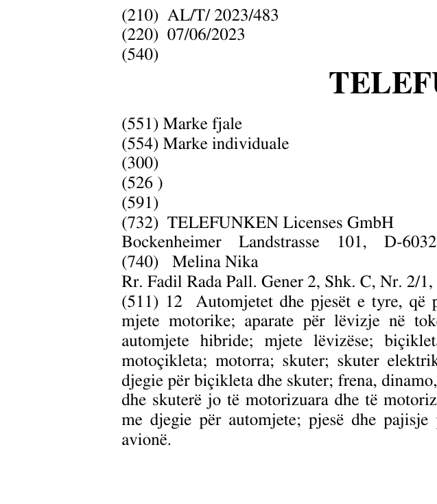 Zëri i markës TELEFUNKEN në buletin