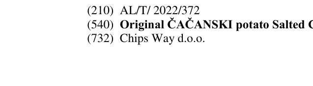 Zëri i markës Original ČAČANSKI potato Salted Chips në buletin