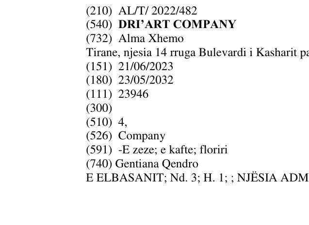 Zëri i markës DRI’ART COMPANY në buletin