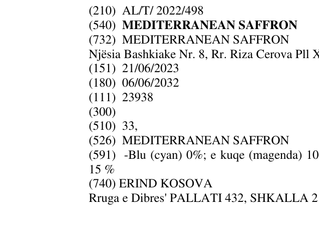 Zëri i markës MEDITERRANEAN SAFFRON në buletin