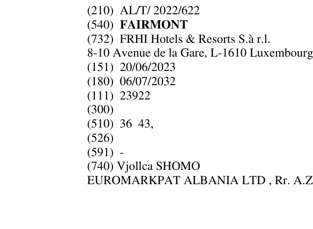 Zëri i markës FAIRMONT në buletin