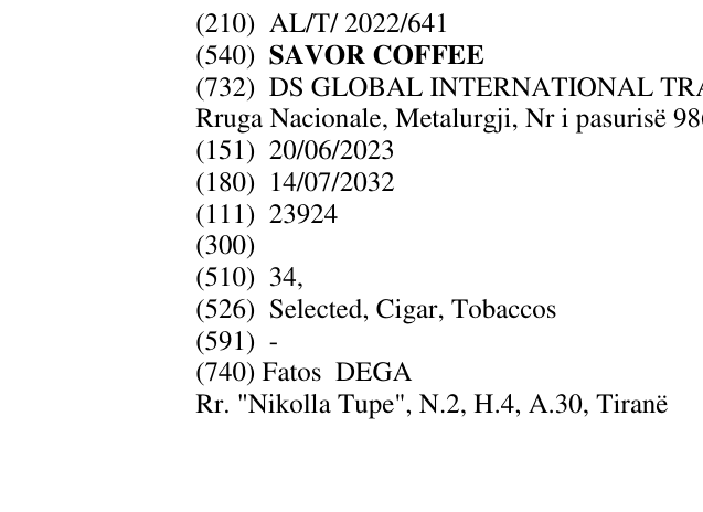 Zëri i markës SAVOR COFFEE në buletin