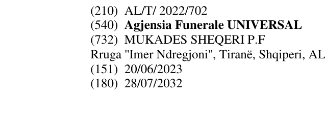 Zëri i markës Agjensia Funerale UNIVERSAL në buletin