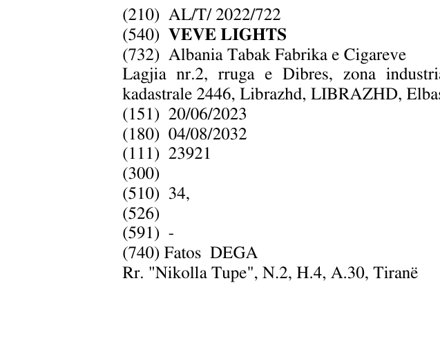 Zëri i markës VEVE LIGHTS në buletin