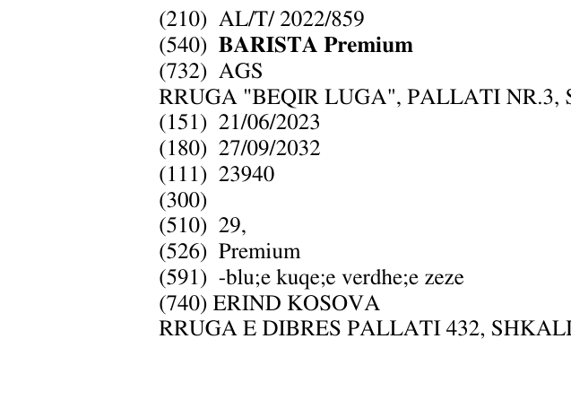 Zëri i markës BARISTA Premium në buletin