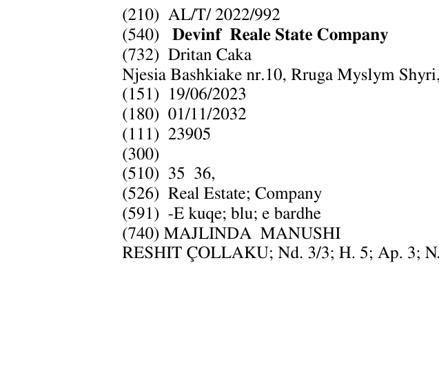 Zëri i markës Devinf Reale State Company në buletin