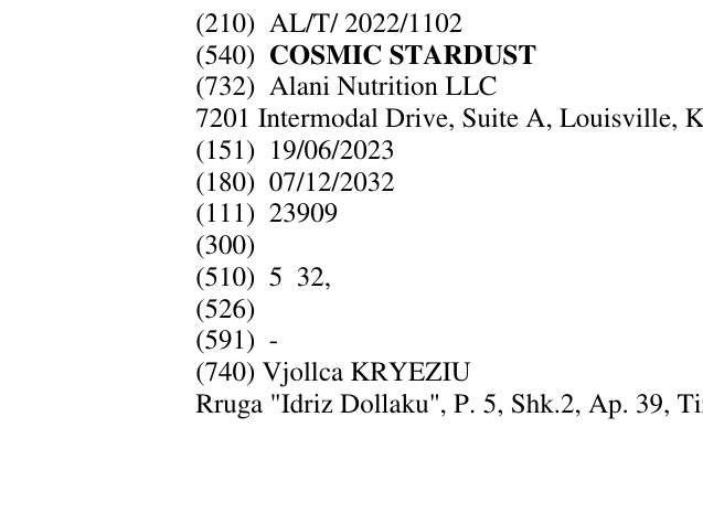 Zëri i markës COSMIC STARDUST në buletin