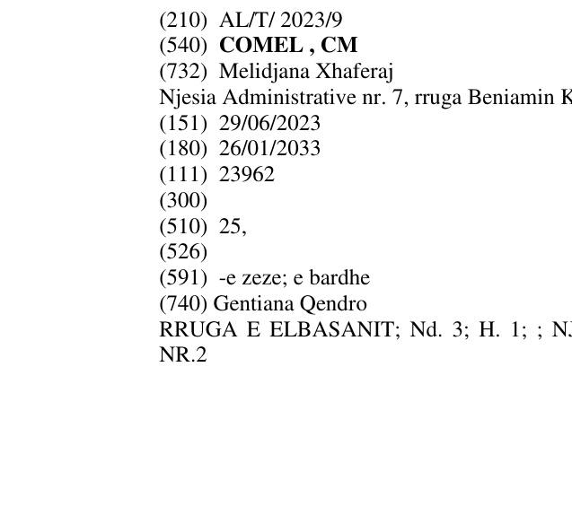 Zëri i markës COMEL , CM në buletin
