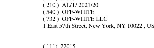 Zëri i markës OFF-WHITE në buletin