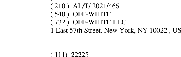 Zëri i markës OFF-WHITE në buletin