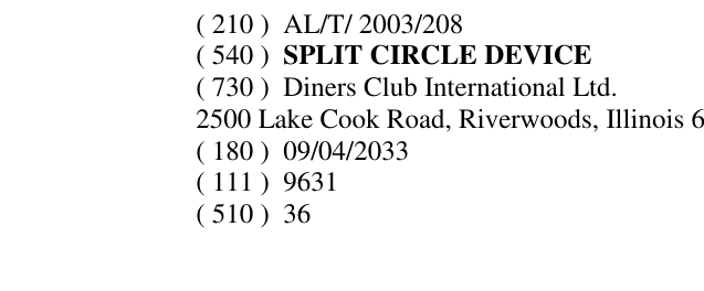Zëri i markës SPLIT CIRCLE DEVICE në buletin