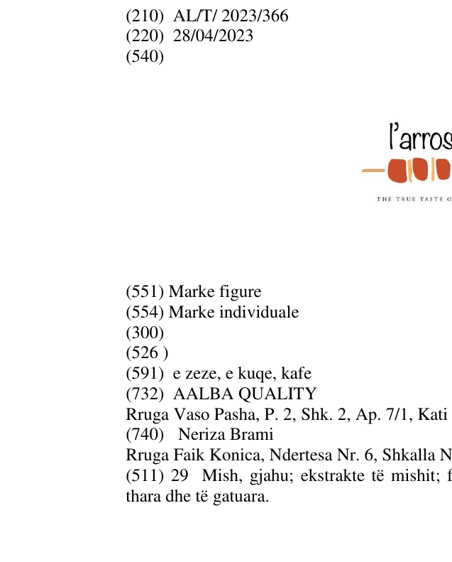 Zëri i markës l'arrosticino në buletin