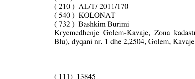 Zëri i markës KOLONAT në buletin