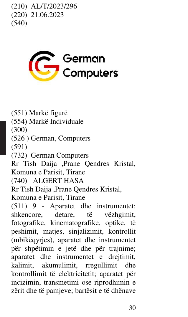 Zëri i markës German, Computers në buletin