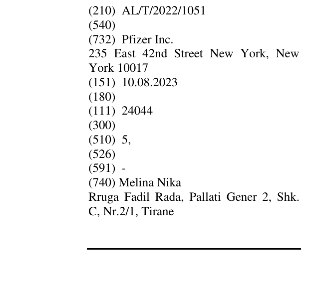 Zëri i markës AL/T/2022/1051 në buletin