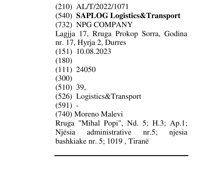 Zëri i markës SAPLOG Logistics&Transport në buletin