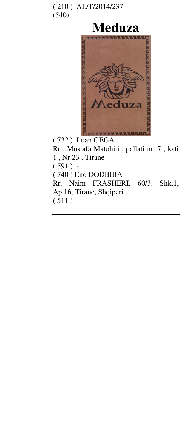 Zëri i markës Meduza në buletin