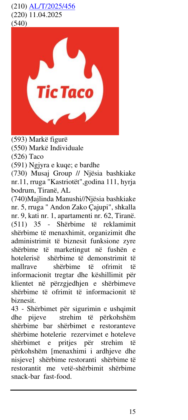 Zëri i markës Taco në buletin