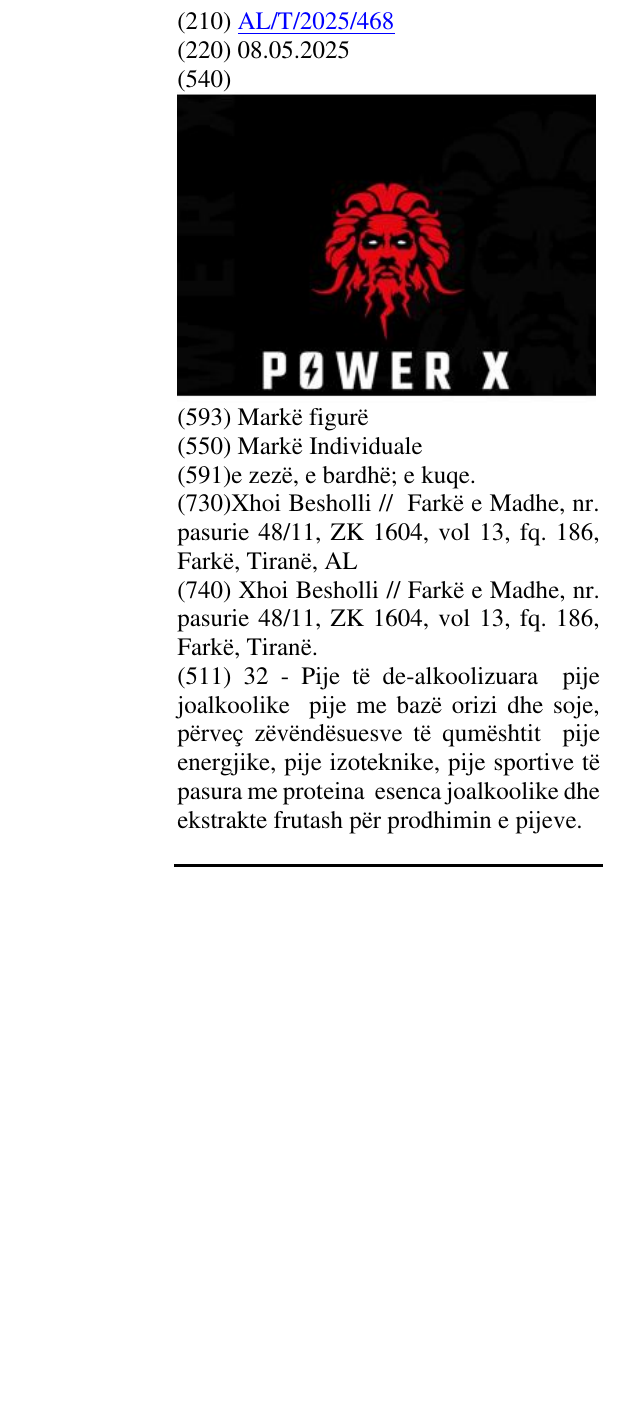 Zëri i markës POWER X në buletin