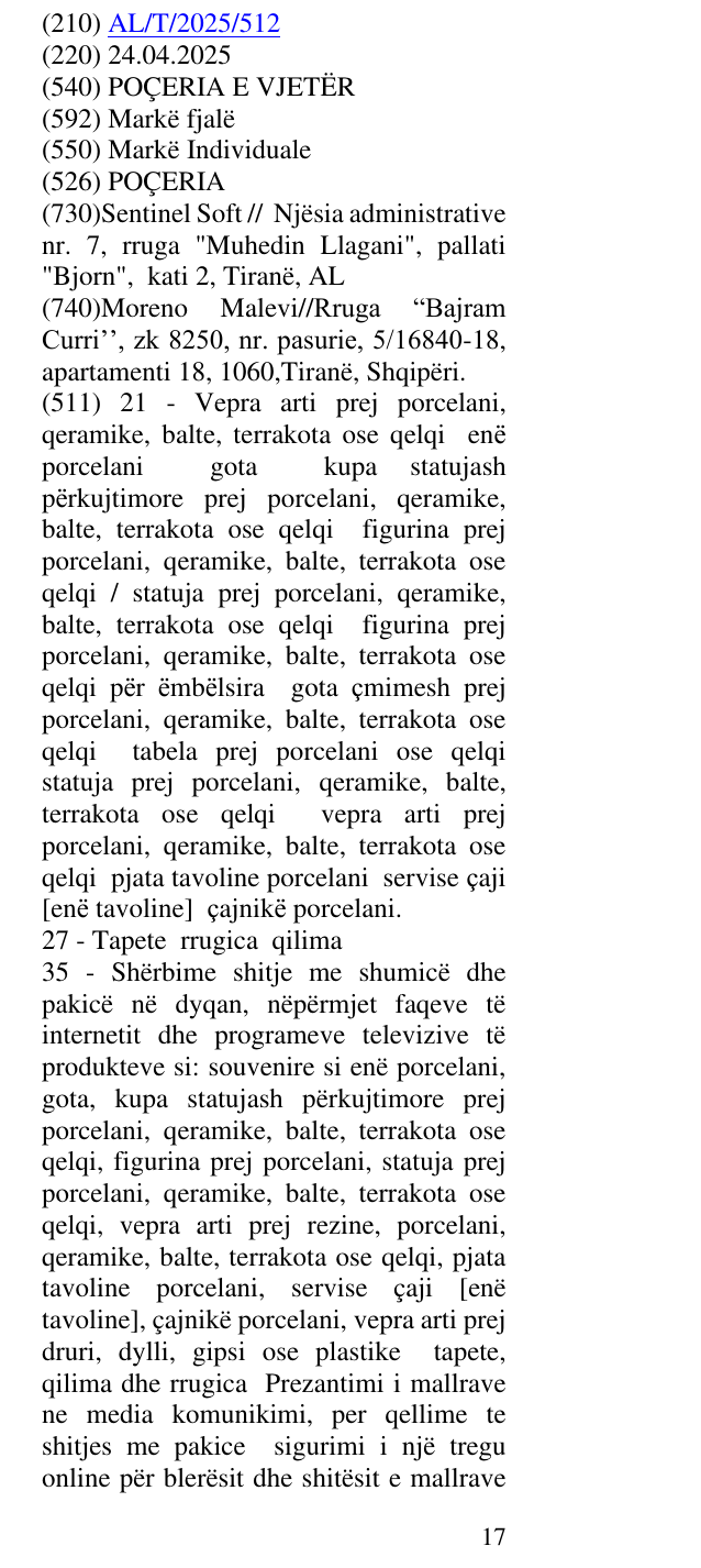 Zëri i markës POÇERIA E VJETËR në buletin