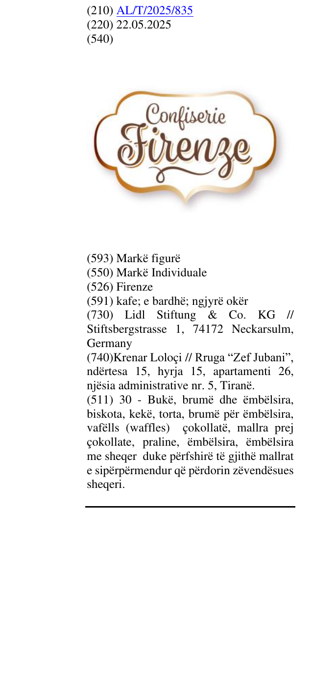 Zëri i markës Firenze në buletin