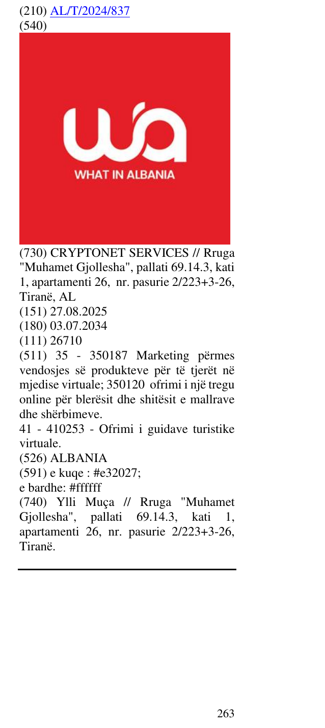 Zëri i markës ALBANIA në buletin