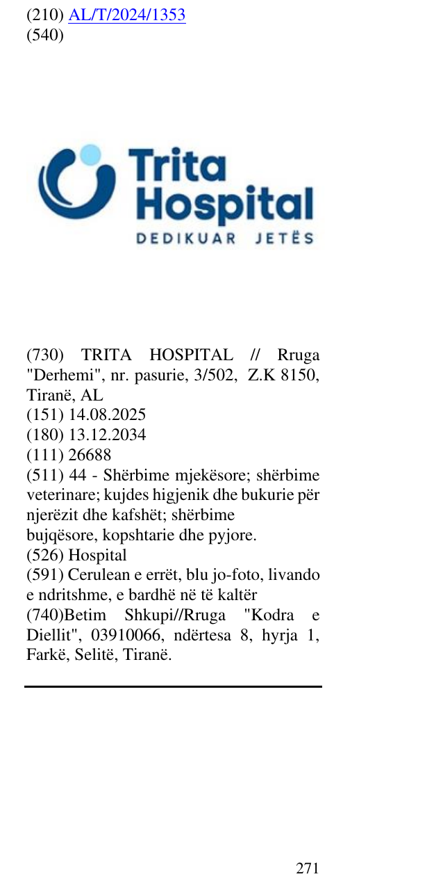 Zëri i markës Hospital në buletin